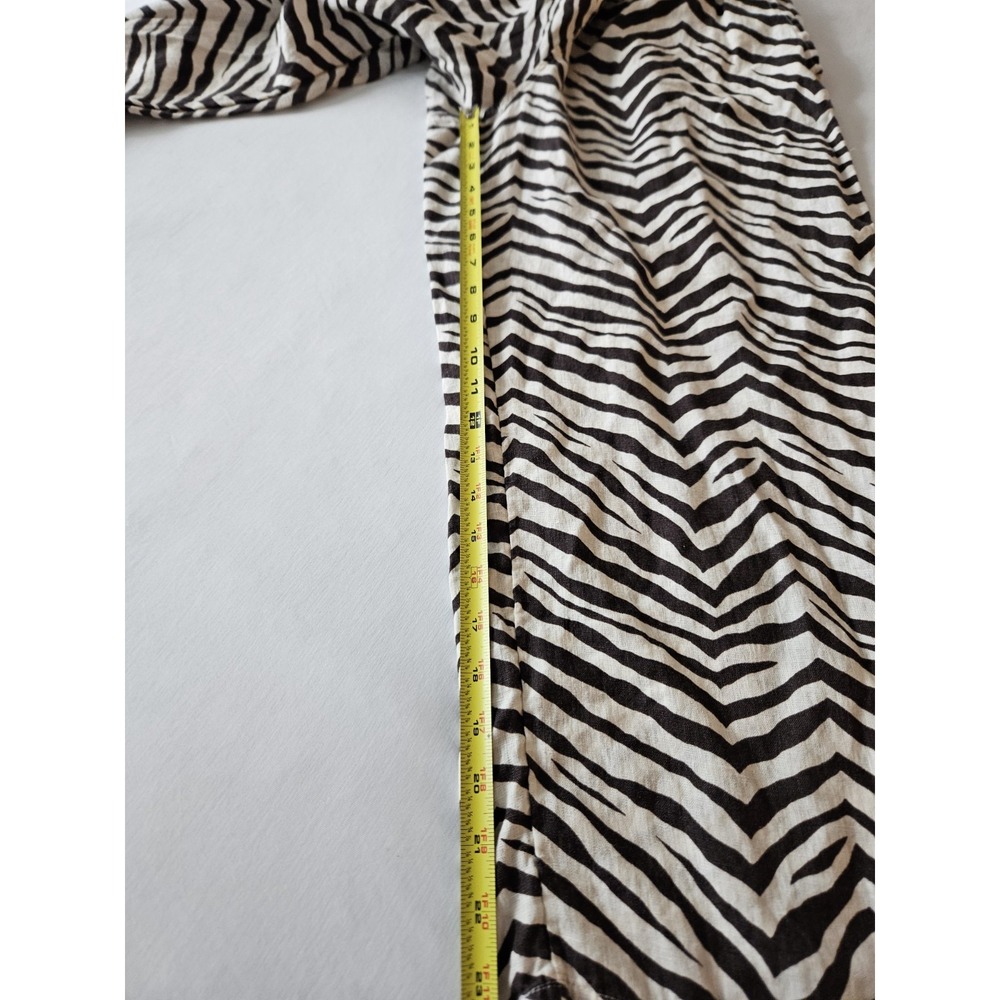 Tahari Brown Striped Zebra Tiger Print Cropped Linen Pants S - Picture 15 of 16